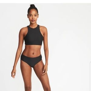 Textured High-Neck Swim Top for Women